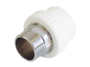 Mufa teava PPR alb, Ø50 - 1 1/2 E, filet exterior, PN25