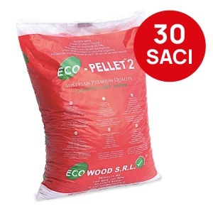 Pachet 30 saci peleti rumegus lemn ECO WOOD PELLETS 2, 15 kg