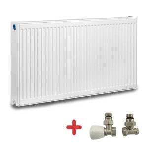 Pachet calorifer (radiator) din otel KOPH, tip 22, 400/2000 mm, 3226 W + Set 2 robineti tur-retur
