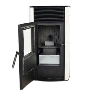 Pachet economic - Soba pe peleti KOPH PD 10 kW, cu aer cald, buncar peleti 12 kg, 60 mp, Alb + Stabilizator tensiune + Aspirator cenusa 1000W + Cos fum inox de interior ⌀80 mm - Img 4