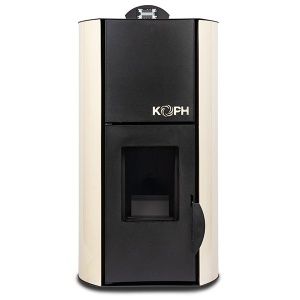 Pachet termosemineu cu peleti KOPH PM 25 kW Fiama, buncar peleti 25 kg, pompa recirculare si vas expansiune incorporate, Crem