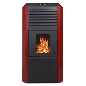 Pachet Smart Control - Termosemineu cu peleti Termax Kamin ECO, 30 kW, 220 mp, volum apa 49 litri, diametru cos fum ⌀80 mm, vas expansiune si pompa recirculare incluse + Termostat inteligent KOPH I302 WiFi + Aspirator cenusa 1000W + Stabilizator tensiune