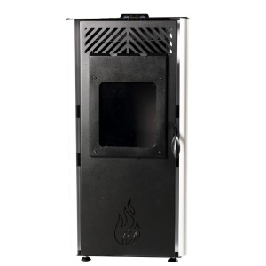 Pachet soba cu peleti TERMAX Kamin PD 10 kW, cu aer cald, 50 m², Alb - Img 2