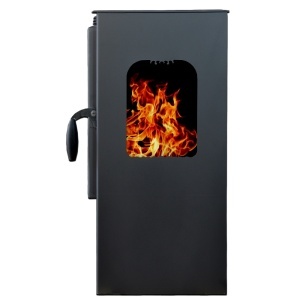 Pachet soba pe lemn Termax Atria, 12.2 kW, randament 84.17%, 80 m², Negru, set accesorii, aspirator cenusa si suport lemne foc metalic Termax M - Img 5
