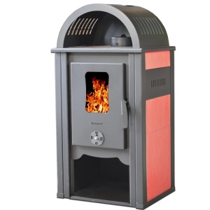 Pachet soba pe lemn Termax Aurora, 8.45 kW, randament 80.36%, 55 m², Rosu, set accesorii, aspirator cenusa si suport lemne foc metalic Termax M - Img 2