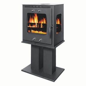 Pachet soba pe lemn Termax Luxora cu picior, 12.2 kW, randament 84.17%, 80 m², Antracit, set accesorii, aspirator cenusa si suport lemne foc metalic Termax XL - Img 3