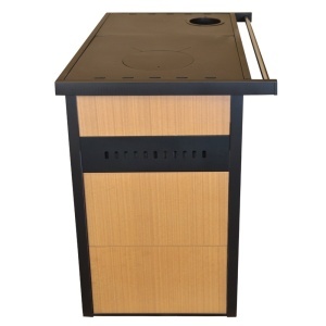 Pachet soba pe lemn Termax Nobil, 7.12 kW, evacuare pe dreapta, cuptor integrat, randament 81.27%, 47 m², Bej, set accesorii, aspirator cenusa si suport lemne foc metalic Termax M - Img 3