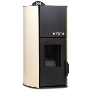 Pachet termosemineu cu peleti KOPH PM 18 kW, buncar 15 kg, pompa recirculare si vas expansiune incorporate, Crem