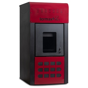 Pachet termosemineu cu peleti Termax Kamin ECO, 25 kW, cu agent termic, complet echipat, 160 mp, Bordo