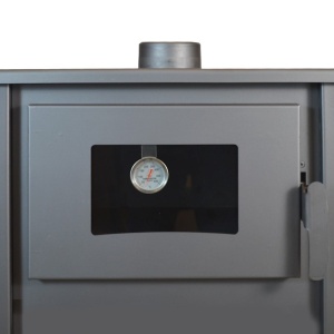 Pachet termosoba pe lemn Termax Codru, 24.43 kW, cuptor integrat, randament 85.10%, 155 m², Antracit si suport lemne foc metalic Termax M cu design vertical si robust, 50 x 40 x 36 cm - Img 9