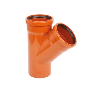 Ramificatie PVC, cu inel, Ø 160/110 mm, unghi 45°