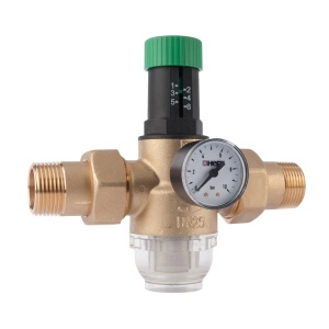 Reductor presiune HERZ FE-FE 3/4", pentru apa rece, cu filtru, 16 bar