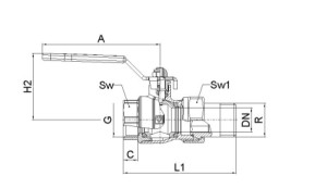 Robinet cu bila HERZ, FI-FI Ø 3/4" nr. 2, PN25, actionare maneta