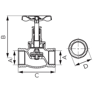 Robinet de trecere pentru apa cu ventil Ferro 3/4", din fonta, 10 bar - Img 2