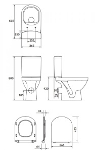 Set vas WC stativ, Zip SimpleOn, cu rezervor si capac slim + soft close, alb - Img 4