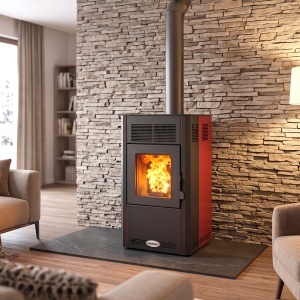 Soba cu peleti TERMAX Optima 10 kW, cu aer cald, buncar peleti 17 kg, 50 m² - Img 2
