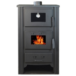 Soba pe lemn Termax Doina, 12.2 kW, randament 84.17%, 80 m², spatiu depozitare lemne, cuptor de gatit integrat, Rosu - Img 1