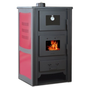 Soba pe lemn Termax Doina, 12.2 kW, randament 84.17%, 80 m², spatiu depozitare lemne, cuptor de gatit integrat, Bordo - Img 2