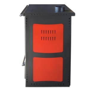 Soba pe lemn Termax Rustik, Fonta, 9.5 kW, evacuare pe dreapta, cuptor integrat, randament 76.1%, 63 m², Rosu - Img 4