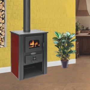 Termosemineu pe lemn Termax Decebal, 11.52 kW, randament 85.59%, 75 m², Bordo - Img 3