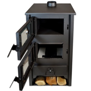 Termosoba pe lemn Termax Codru, 24.43 kW, cuptor integrat, randament 85.10%, 155 m², Negru - Img 3