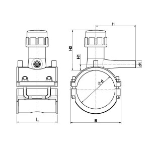 Teu cu colier electrofuziune, Ø125 x Ø40 mm, PN16, pentru bransament