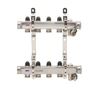Ansamblu distribuitor pentru corpuri de incalzire, 4 cai, inox 1", KOPH/Jurgen
