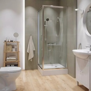 Cabina de dus patrata Arteco, cu usa pivotanta, 90x90x190, crom - Img 3