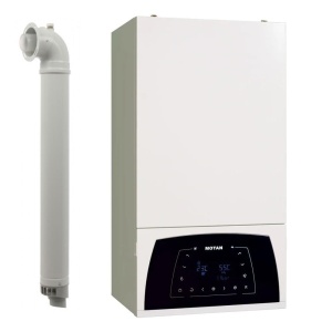 Centrala termica pe gaz in condensare Motan Condens Plus 100 C38GC35V1XP5, 32.8 kW incalzire/35 kW ACM + Extragarantie 2 ani + Kit de evacuare inclus