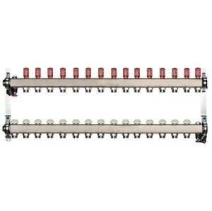 Distribuitor pentru incalzire pardoseala, 15 cai, HERZ, inox 1", cu iesire G 3/4