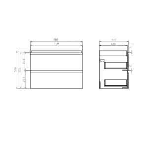 Dulap cu lavoar Moduo, cu sertare, 80, S801-316-DSM, alb - Img 2