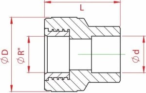 Mufa teava PPR alb, Ø20 - 3/4 I, filet interior, PN25