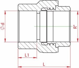 Mufa teava PPR alb, Ø63 - 2 I, filet interior, PN25