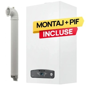 Pachet centrala termica pe gaz/GPL in condensare Ariston Cares S 24 kW, schimbator otel inox, incalzire si ACM, Kit evacuare inclus + Montaj + PIF (valabil pentru NEAMT, IASI si BARLAD)