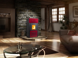 Pachet control inteligent - Termosemineu pe peleti Termax Kamin ECO, 25 kW, 160 mp, buncar peleti 45 kg, volum apa 42 litri, diametru cos fum ⌀80 mm, vas expansiune, pompa recirculare incluse, Bordo si Termostat inteligent KOPH CT99 fara fir, cu WiFi - Img 3