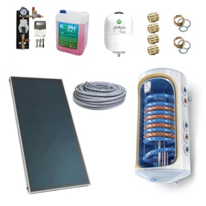 Pachet panou solar plan KOPH, 2 m² + Boiler termoelectric TESY 120 l cu 2 serpentine + Accesorii montaj