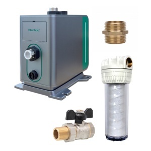 Pachet pompa de ridicare a presiunii SHINHOO PFM03-30EC Pro, debit maxim 5.5 m³/h, inaltime maxima 45 m, IP44, 600 W, 5000 rpm, Filtru decantor bumbac