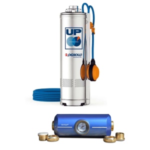 Pachet Pompa submersibila PEDROLLO UPM 2/5-GE, 1.5 HP, putere 1100 W, debit 80 l/min si Filtru inhibitor calcar Termax J-600-BS 1", montare verticala sau orizontala