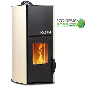 Pachet Smart Control - Termosemineu cu peleti KOPH PM 25 kW Fiama, 160 mp, diametru cos fum ⌀80 mm, pompa recirculare si vas expansiune incorporate, Crem + Termostat inteligent KOPH I302 WiFi + Aspirator cenusa 1000W + Stabilizator tensiune