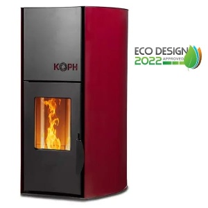 Pachet Smart Control - Termosemineu cu peleti KOPH PM 25 kW Fiama, 160 mp, diametru cos fum ⌀80 mm, pompa recirculare si vas expansiune incorporate, Bordo + Termostat inteligent KOPH I302 WiFi + Aspirator cenusa 1000W + Stabilizator tensiune