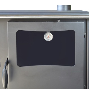 Pachet soba pe lemn Termax Rustik, Fonta, 9.5 kW, evacuare pe dreapta, cuptor integrat, randament 76.1%, 63 m², Bordo, set accesorii, aspirator cenusa si suport lemne foc metalic Termax XL - Img 8