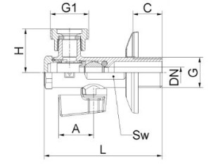 Robinet coltar HERZ, FE 1/2" - FE 3/8", cu filtru, pentru sublavoar