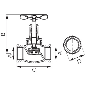 Robinet de trecere din fonta cu filet interior, presiune 10 bar, 1 1/2", Ferro - Img 2