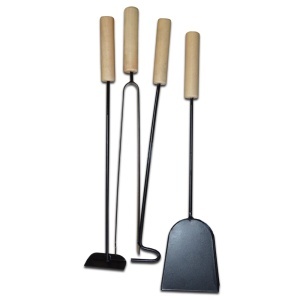 Set accesorii sobe lemn Termax cu suport, racleta, carlig, lopatica si cleste - Img 2
