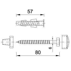 Set fixare WC, Styron WRH-80, diblu 8 x 57 mm, surub 6 x 80 mm - Img 2