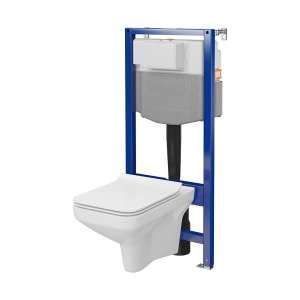Set vas WC suspendat Como CleanOn, capac inclus soft close si rezervor incastrat, S701-818, alb