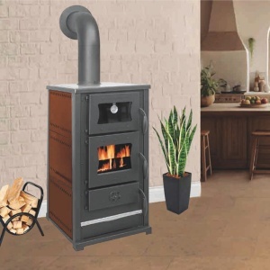 Soba pe lemn Termax Bucovina, 12.2 kW, cuptor incorporat, randament 84.17%, 80 m², Maro - Img 4