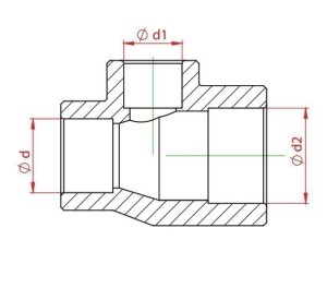 Teu redus PPR alb, Ø40-32-40