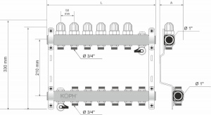 Ansamblu distribuitor pentru corpuri de incalzire, 8 cai, KOPH, inox 1" - Img 4