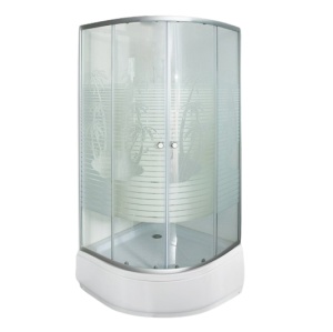 Cabina de dus cu geam securizat Palmier, profil aluminiu, semirotunda, 90 x 90 cm, cadita inalta acrylic, inchidere cu magnet